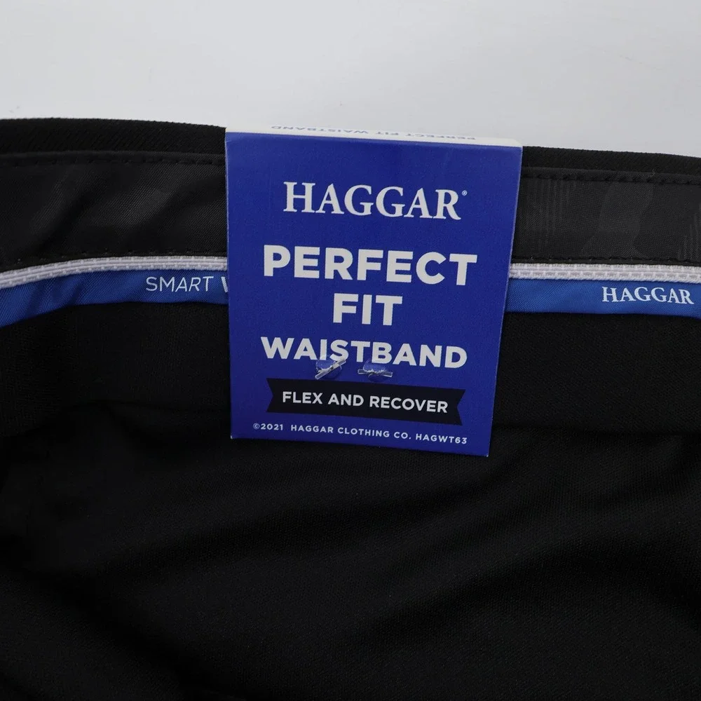 Haggar Perfect Fit‎ Waistband Dress Pants Black Mens 42x32